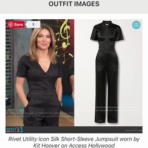 Rivet Utility Icon Jumpsuit in Black Satin